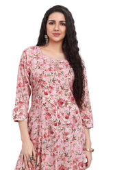 Pink One Piece Floral Print Dress for women